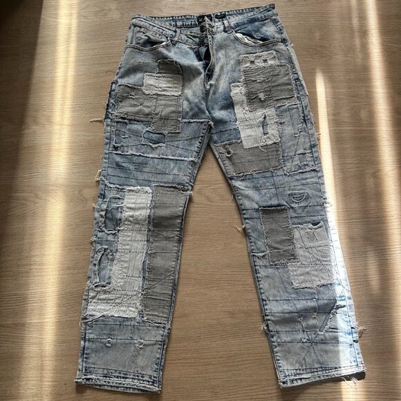 waimae Other - Waimea- Blue Wash Tile Patch Stacked Fit Denim